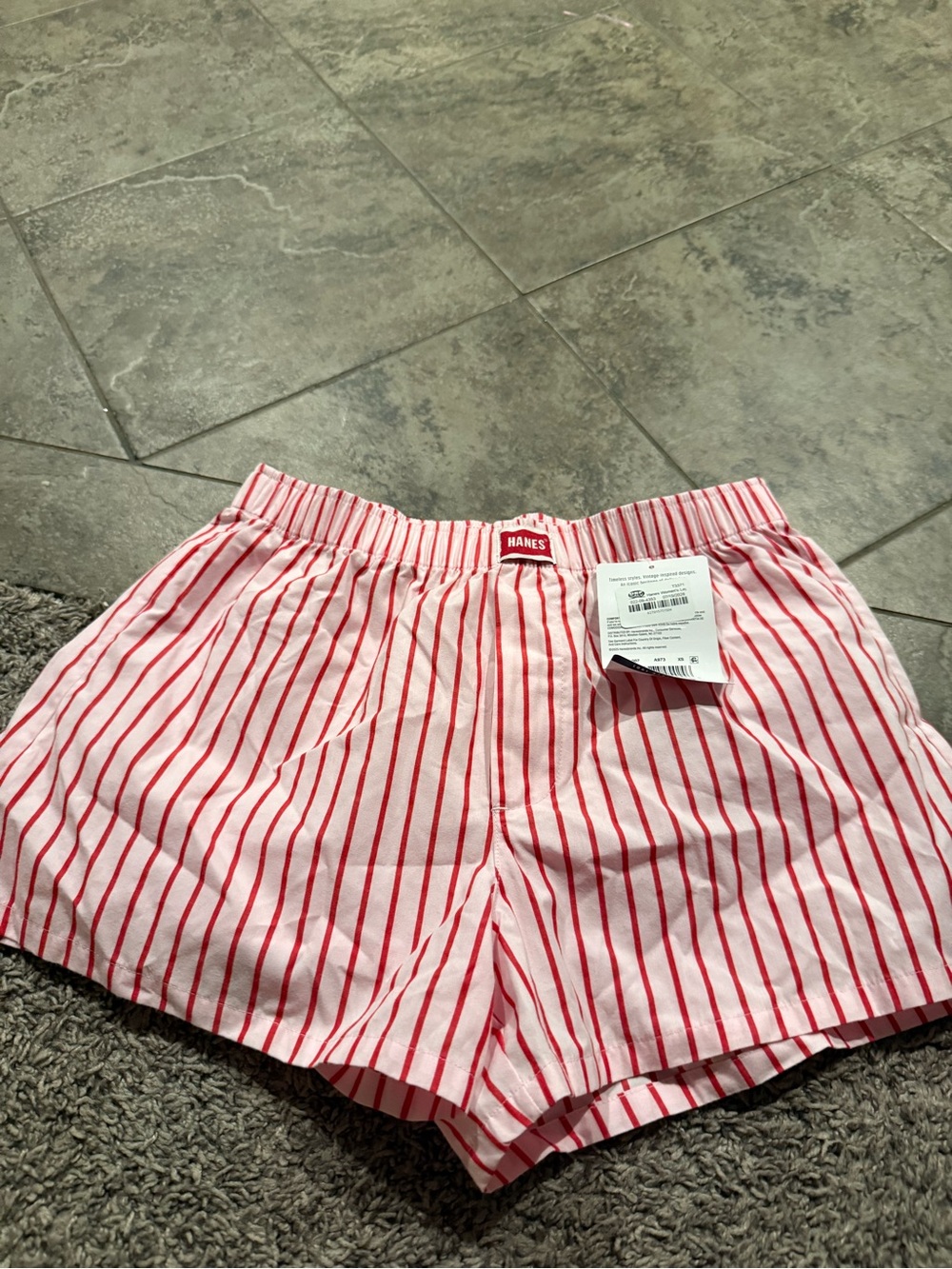 💜Hanes Women's Red & pink Stripe Cotton Lounge Shorts